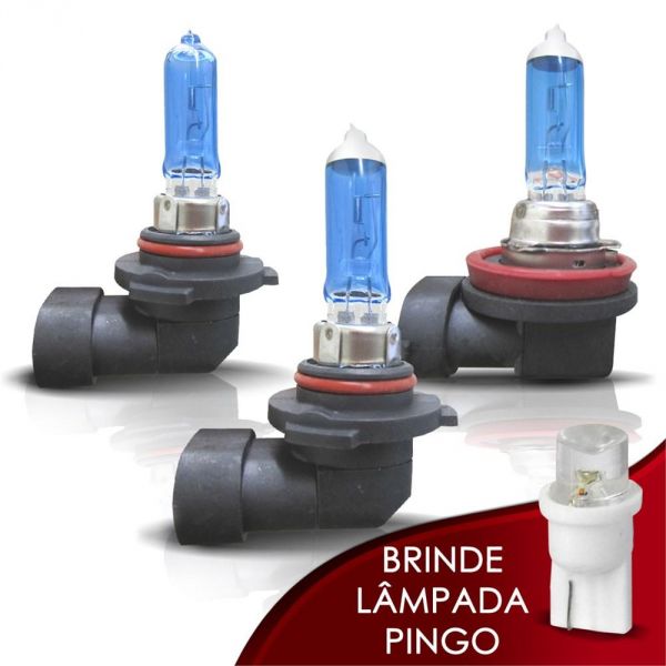 Kit Lâmpada Super Branca H11 Hb3 Hb4 8500k Efeito Xenon